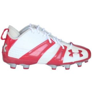 Under Armour Demolition Mid MC Football Cleats, White/Red, 11: Football Shoes: Shoes
