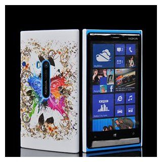 EnGive Beautiful Nokia Lumia 920 Hard Case Protector Cover +Stylus +EnGive Cleaning Cloth (white colorful butterfly): Sauciers: Kitchen & Dining