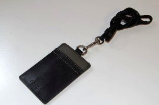 Coach Two Tone Black Grey Leather Lanyard Id Badge Holder 61313 : Office Products