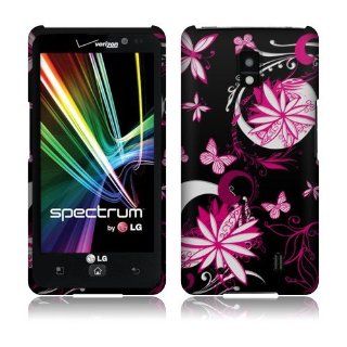 LG Spectrum VS920 Pink Black Butterflies Rubberized Cover: Cell Phones & Accessories