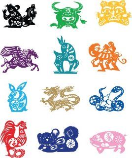 Chinese Zodiac Animals Wall Sticker Decal Silhouette Decoration   Black   Metal Monkey