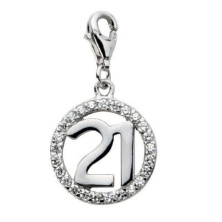 cubic zirconia 21 charm in sterling silver orig $ 41 00 now $ 34 85
