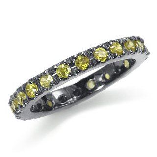 Yellow CZ 925 Sterling Silver Eternity Band Stack/Stackable Ring Size 7: Jewelry