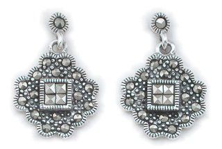 Vintage Marcasite Earrings Sterling Silver 925: Jewelry