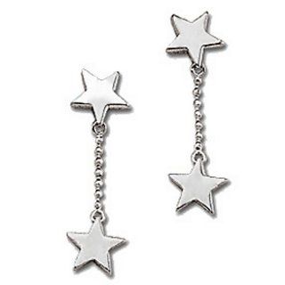 .925 Sterling Silver Star Charms Designer Dangle Drop Earrings: Jewelry