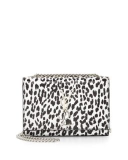 Cassandra Leopard Print Crossbody Bag, Black/White   Saint Laurent