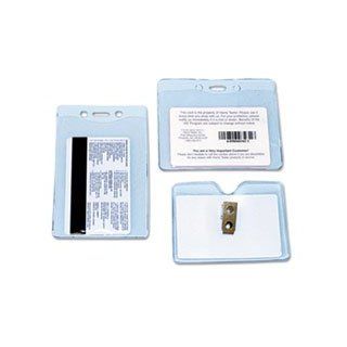 Advantus 75411 Security ID Badge Holder, Horizontal, 3 7/8w x 2 5/8h, Clear, 50/Box : Office Products
