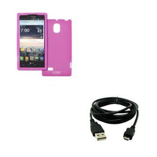EMPIRE Verizon LG Spectrum 2 VS930 Silicone Skin Case Cover, Hot Pink + USB 2.0 Data Cable: Cell Phones & Accessories
