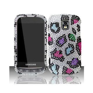 Silver Colorful Leopard Bling Gem Jeweled Crystal Cover Case for Samsung Transform Ultra SPH M930: Cell Phones & Accessories
