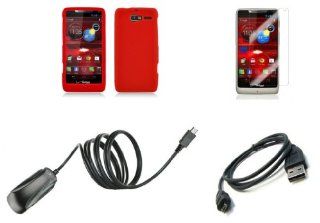Motorola Droid Razr M XT907 (Verizon) Premium Combo Pack   Red Silicone Gel Cover + Atom LED Keychain Light + Screen Protector + Micro USB Cable + Wall Charger Cell Phones & Accessories