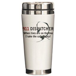 911 Dispatcher Lives on the L Ceramic Travel Mug by CafePress: Kitchen & Dining