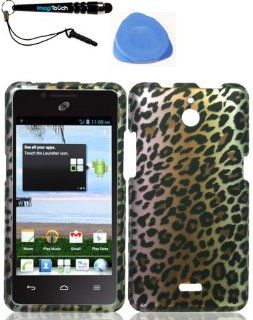 IMAGITOUCH(TM) 3 Item Combo Huawei H881c Ascend Plus Y301 Valiant Brown Leopard Snap On Hard Case Shell Cover Phone Protector Faceplate (Stylus pen, Pry Tool, Phone Cover): Cell Phones & Accessories