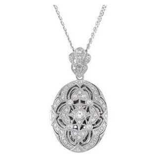IceCarats Designer Jewelry Sterling Silver Cubic Zirconia Locket Necklace 18 Inch: IceCarats: Jewelry