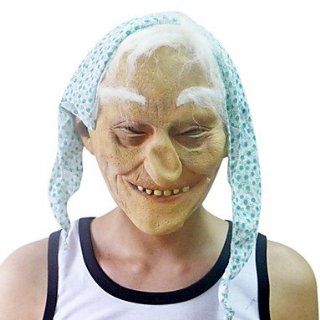 Kerchief White Hair Old Man Mask with Head Cover for Halloween Costume Party: Toys & Games