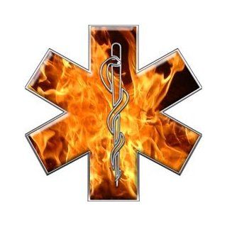 Star of Life EMT EMS Inferno 6" Reflective Decal Automotive