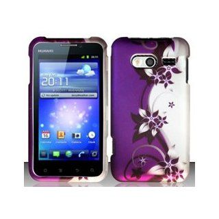 Huawei Activa 4G LTE M920 (MetroPCS / US Cellular) Purple Silver Vines 2D Design Hard Case Snap On Protector Cover + Free Neck Strap + Free Wrist Band: Cell Phones & Accessories