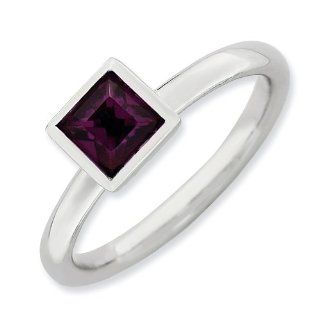 Stackable Expressions .925 Sterling Silver Square February Ring: Jewelry