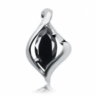 Black Cubic Zirconia (CZ) 925 Sterling Silver Modern Solitaire Pendant: SilverShake: Jewelry