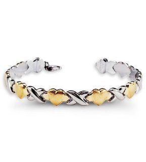 10k Yellow Gold. 925 Sterling Silver X Heart Bracelet: Jewelry