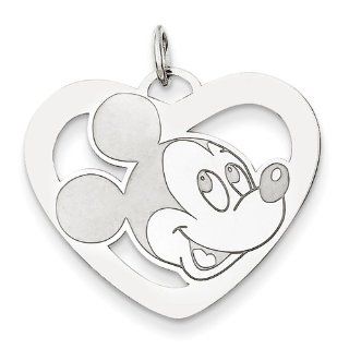 Disney Collection   .925 Sterling Silver Disney Mickey Heart Charm: Jewelry