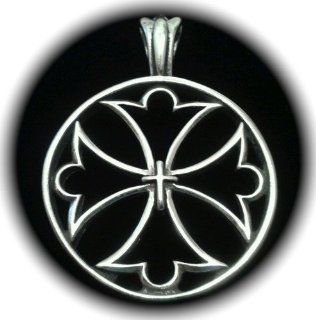 925 Sterling Silver Cross in Circle Pendant: Jewelry