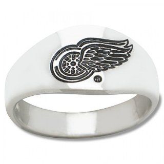Sterling Silver Detroit Red Wings Logo Enamel Ring New: GEMaffair Jewelry