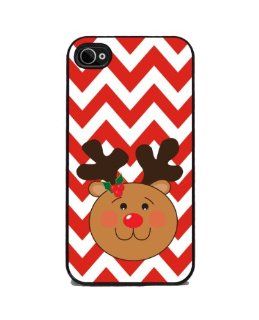 Rudolph The Red Nosed Reindeer, Christmas Chevron   iPhone 4 or 4s Cover, Cell Phone Case: Cell Phones & Accessories