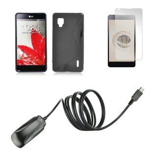 LG Optimus G LS970 (Sprint) Premium Combo Pack   Black TPU Flex Gel Case + ATOM LED Keychain Light + Screen Protector + Wall Charger Cell Phones & Accessories