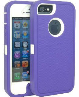 Huaxia Datacom Body Armor Hybrid Defender Impact Case for iPhone 5 5G   Purple on White: Cell Phones & Accessories