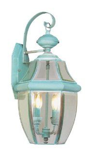 Livex Lighting 2251 06 Outdoor Wall Lantern with Clear Beveled Glass Shades, Verdigris   Wall Porch Lights  