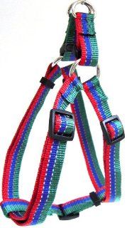 Hamilton Adjustable Easy on Medium Dog Harness with Reflective Threads, 3/4 by 20 to 30 Inch, Green/Blue/Red : Pet Fashion Collars : Pet Supplies