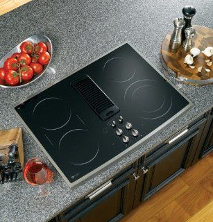 GE PP989SNSS Profile 30" Stainless Steel Electric Smoothtop Cooktop   Downdraft: Appliances