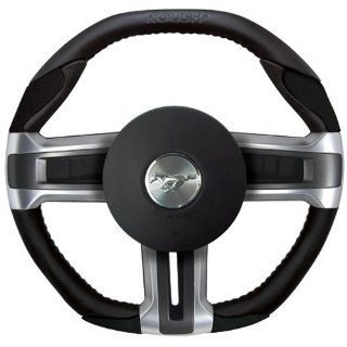 Roush Embossed Black Leather Steering Wheel w/ Perforated Inserts: Automotive