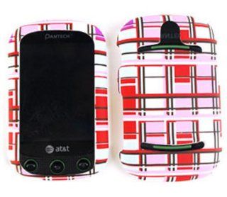 For Pantech Pursuit II P6010 PT6010 Case Cover   Red/Pink/White Blocks Rubberized TE417: Cell Phones & Accessories