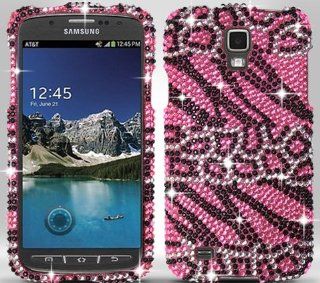 For Samsung Galaxy S4 Active i9295 i537 Pink Zebra Leopard Design Diamond Hard Cover Case with ApexGears Stylus Pen: Cell Phones & Accessories