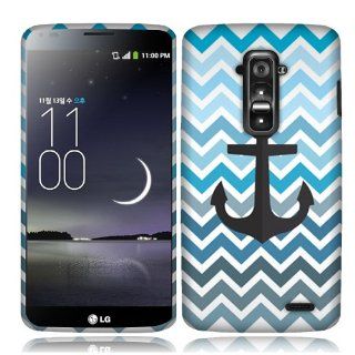 NextKin LG G Flex LS995 D958 D950 Hard Faceplate Protector Cover Design Case   Anchor On Blue Chevron Zig Zag Pattern: Cell Phones & Accessories