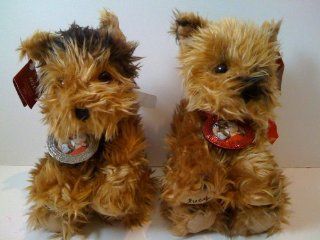 Stuffed Plush Twin Yorkshire Terrier Puppies   Lucy and Max: Toys & Games