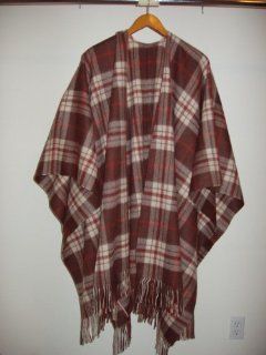 Cashmere Warming/boxing Cape, Burgundy English Plaid XX Large, Blended with Fine Wool, Great Gift for Man or Woman, New Inventory: Sports & Outdoors
