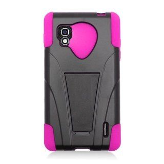 Eagle Cell PHLGLS970YSTHPKBK HypeKick Hybrid Protective Gummy TPU Case with Kickstand for LG Optimus G LS970   Retail Packaging   Hot Pink/Black: Cell Phones & Accessories