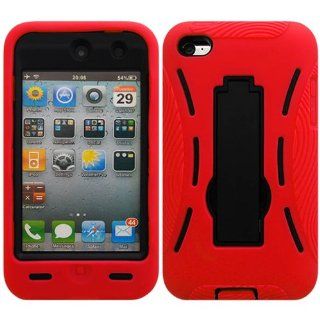 Bfun Red Heavy Duty Shock Proof Hard Stand Cover Case For Apple iPod Touch 4 4G 4TH: Cell Phones & Accessories