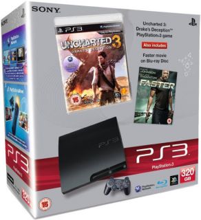 Playstation 3 PS3 Slim 320GB Console: Bundle (Includes Uncharted 3 and Faster on Blu ray)      Games Consoles