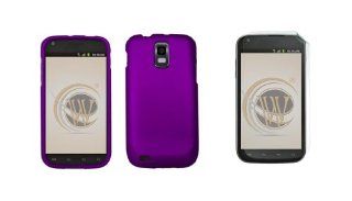 Samsung Galaxy S II SGH T989 (T Mobile) Premium Combo Pack   Purple Rubberized Shield Hard Case Cover + Atom LED Keychain Light + Screen Protector: Cell Phones & Accessories