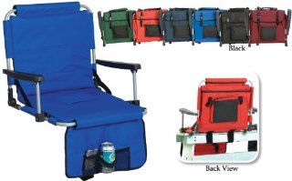 Portable Stadium Seat with Arm Rests and Pockets   Black : Camping Chairs : Sports & Outdoors