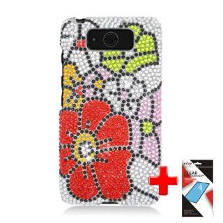 Motorola Droid Ultra XT1080 / Maxx (Verizon) 2 Piece Snap On Rhinestone/Diamond/Bling Case Cover, Rainbow Cascading Flower Design + SCREEN PROTECTOR: Cell Phones & Accessories