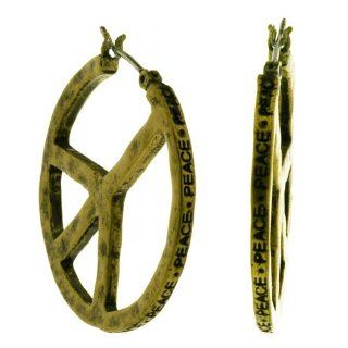 Stylish Rusty Gold Peace Earrings: Jewelry