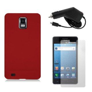 SAMSUNG INFUSE i997   RED SOFT SILICONE SKIN CASE + CAR CHARGER CLA + CLEAR SCREEN PROTECTOR: Cell Phones & Accessories