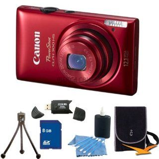 Canon PowerShot ELPH 300 HS Red Digital Camera 8GB Bundle   Includes PowerShot ELPH 300 HS Red Digital Camera, 8 GB Memory Card, Camera Carrying Case, Memory Card Reader, Mini Tripod, and Cleaning Kit : Point And Shoot Digital Camera Bundles : Camera &