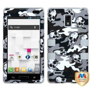 Dual Layer Plastic Silicone Tuff Gray Skull Camouflage On Gray Hard Cover Snap On Case For LG Optimus L9 P769 (StopAndAccessorize): Cell Phones & Accessories