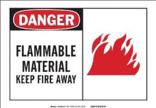 Brady 83731 Self Sticking Polyester, 7" X 10" Danger Sign Legend, "Flammable Material Keep Fire Away (W/Picto)": Industrial Warning Signs: Industrial & Scientific