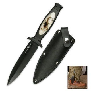 Real Desert Scorpion Sting Dirk Dagger Black Tactical Boot Belt Knife + Scabbard : Martial Arts Knives : Sports & Outdoors